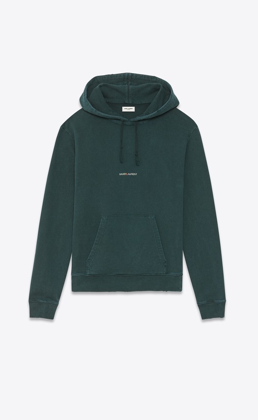 destroyed saint laurent logo hoodie